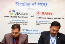 SANY India partners with J&K Bank to provide financial solutions to its customers