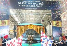 Eicher Trucks & Buses rolls out 50,000th Fully Factory-Built Bus from its Baggad plant