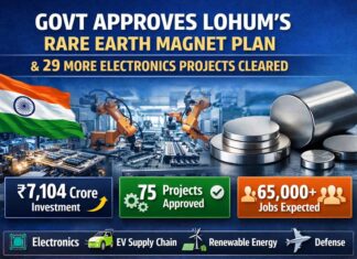Govt approves Lohum’s rare earth magnet plan; 29 more electronics projects get nod