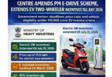 Centre amends PM E-DRIVE Scheme, extends EV two-wheeler incentives till July 2026