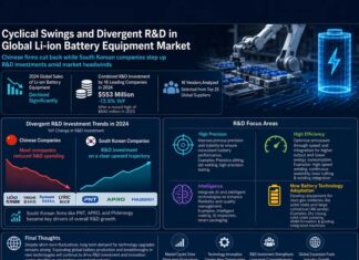 Cyclical swings and divergent R&D in global Li-ion battery equipment market