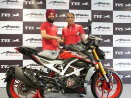TVS Apache RTR 310 presented to India’s fastest man Gurindervir Singh