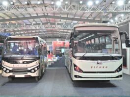 Eicher unveils intercity electric bus and 2050 E Maxi Cab for tourism at PRAWAAS 5.0
